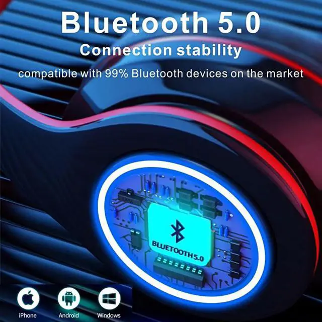 Alt view image 6 of 7 - Wireless Bluetooth Headphones-Colorful Light,Stereo