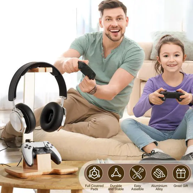 Alt view image 3 of 7 - Controller and Headphone Stand for Desk Gaming Desk Accessories Controller and Headphone Holder Headset Holder Headset Stand