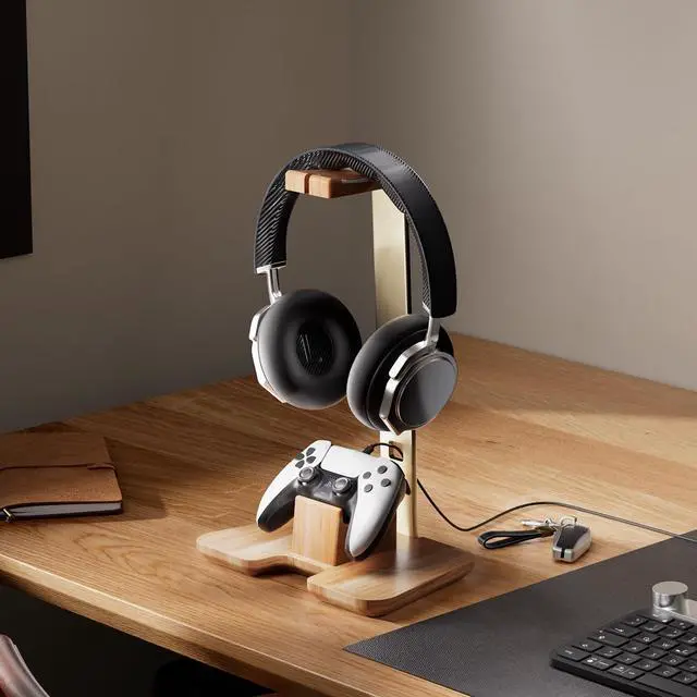 Alt view image 7 of 7 - Controller and Headphone Stand for Desk Gaming Desk Accessories Controller and Headphone Holder Headset Holder Headset Stand