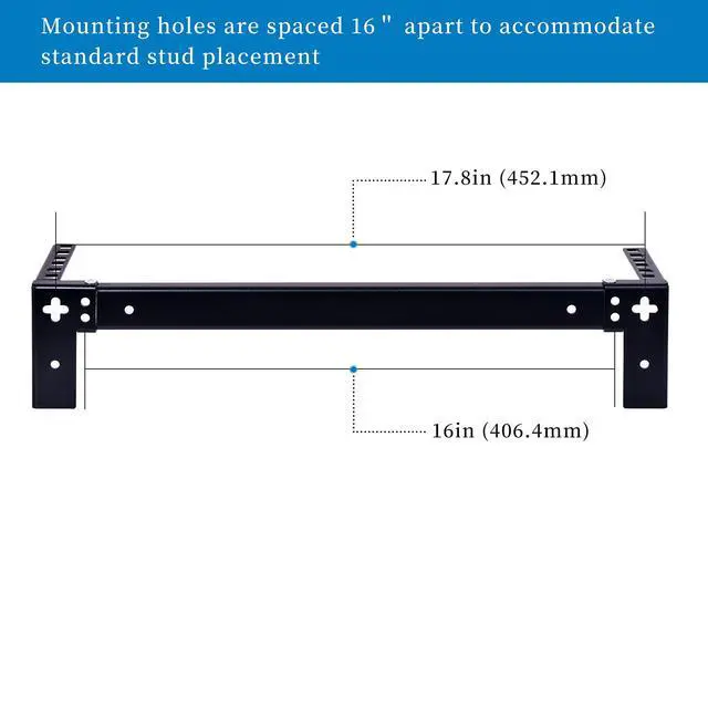 Alt view image 3 of 7 - 2U Vertical Wall Mount Rack - Heavy Duty 125lbs Capacity Vertical Mounting Bracket