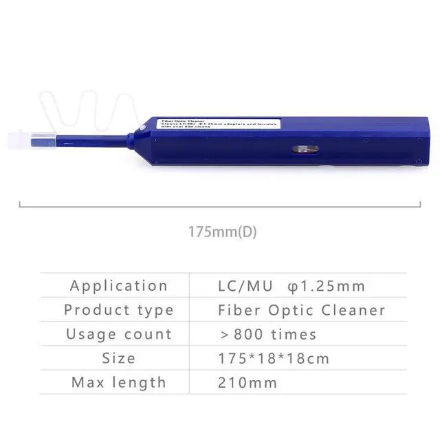 Alt view image 4 of 7 - Fiber Optic Cleaner Equipment Connector End Face Cleaning Pen for 1.25mm LC/MU Connectors Cleaner Tools Blue