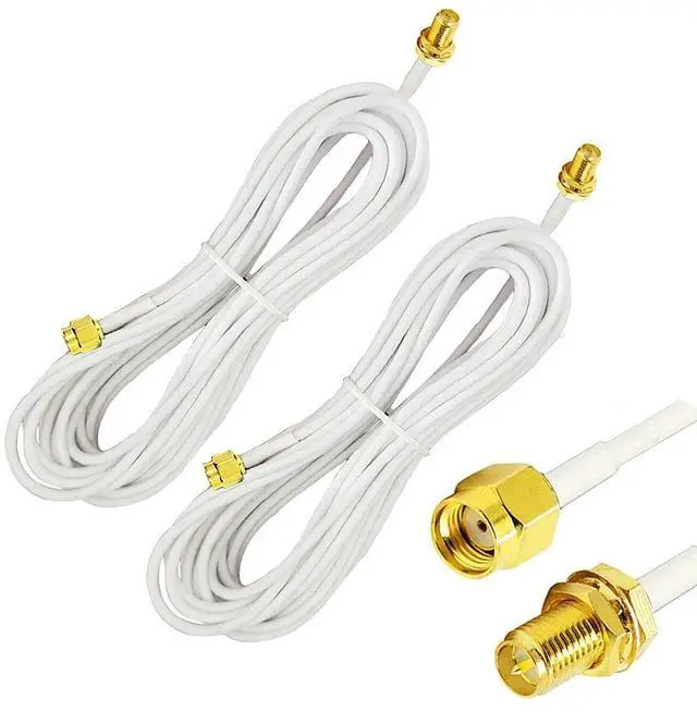 Main image of 10ft Wireless RP-SMA Coaxial Extension Cable Male to Female Connector for Wireless LAN Router Bridge & Other WiFi External Antenna Equipment-Pack of 2 White