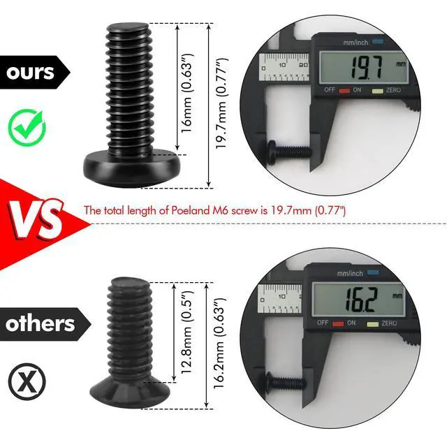 Alt view image 7 of 7 - 20 x M6 Cage Nuts Screws Set for Network Cabinets, Server Cabinets, AV Rack Rails, M6 Mounting Kit for 10 Inch and 19 Inch Cabinets Network Shelves - Black
