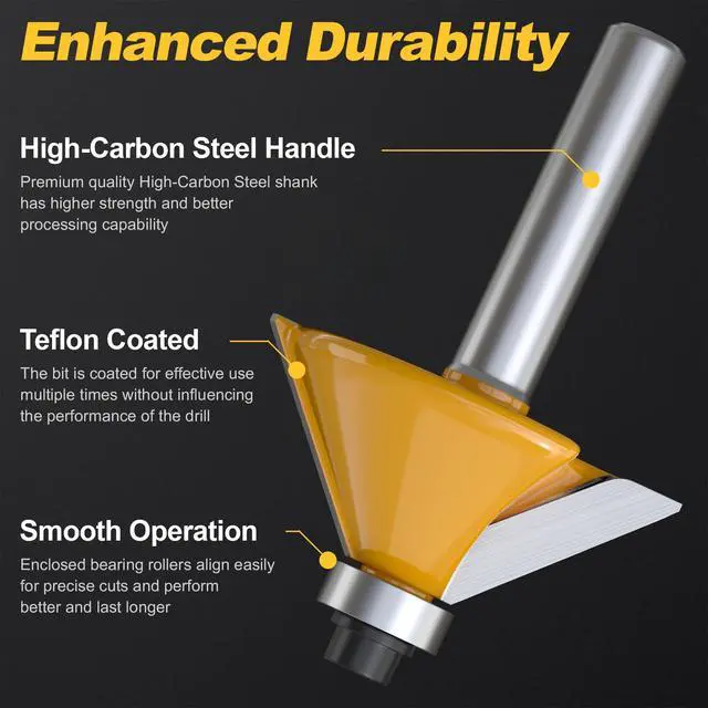 Alt view image 3 of 7 - REKCKRUL 12 Pieces Tungsten Carbide Router Bit Set 1/4 Inch Shank