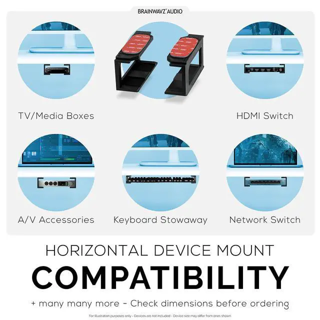 Alt view image 2 of 7 - Screwless 1.5" Wide Horizontal Cable Box Mount, Modem, Router, Mesh, Streaming Media Devices & More | Mount Horizontally Any Device upto 1.5" Wide & 4lb, Strong VHB Adhesive, No Tools by Brainwavz