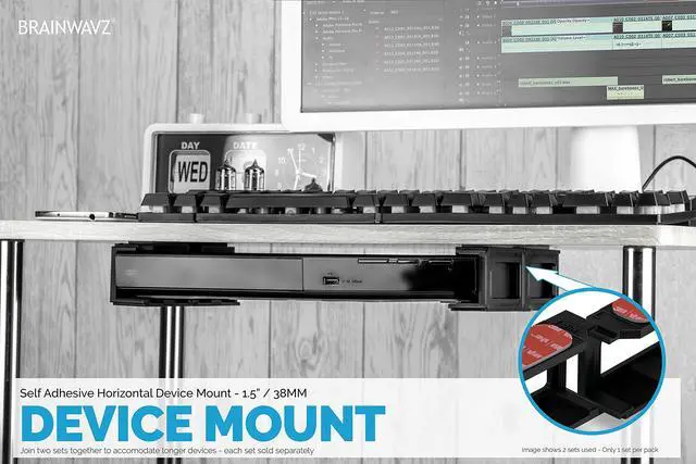 Alt view image 4 of 7 - Screwless 1.5" Wide Horizontal Cable Box Mount, Modem, Router, Mesh, Streaming Media Devices & More | Mount Horizontally Any Device upto 1.5" Wide & 4lb, Strong VHB Adhesive, No Tools by Brainwavz