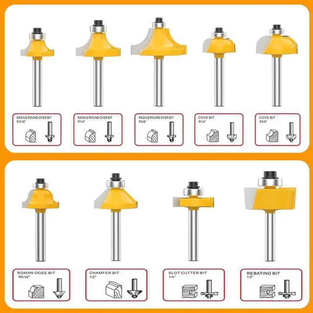 Alt view image 3 of 7 - 24A Pieces Router Bits 1/4 Inch Shank Router Bit Set Tungsten Carbide Tipped Router Bit for Beginners and Professional Woodworkers with Aluminum Alloy Storage Box - Woodworking Tools