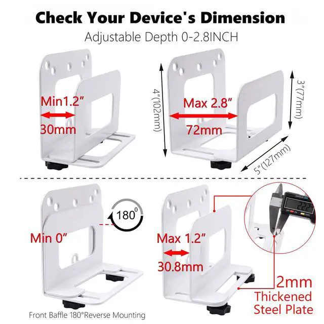 Alt view image 2 of 7 - Adjustable Cable Box Wall Mount Or VESA Mount Behind The Monitor, for Mac mini,Switch,Roku,Mini PC,Routers, DVD Players, Streaming Media Player and More (Thickened Metal)