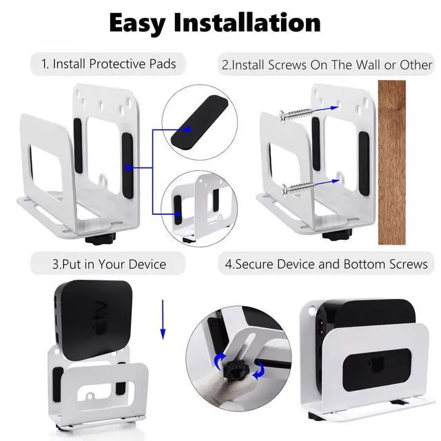 Alt view image 5 of 7 - Adjustable Cable Box Wall Mount Or VESA Mount Behind The Monitor, for Mac mini,Switch,Roku,Mini PC,Routers, DVD Players, Streaming Media Player and More (Thickened Metal)