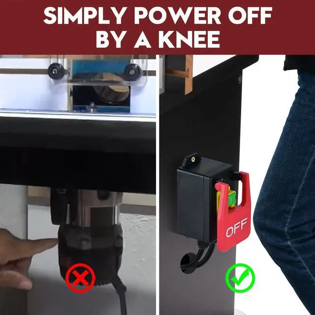 Alt view image 3 of 7 - 110V Single Phase On/Off Switch, Ortis Router Table Switch with Large Stop Sign Paddle Easy Contact for Quick Power Off for Table Saws and Other Electrical Equipment
