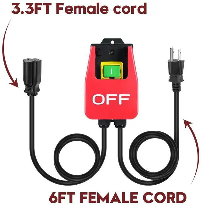 Alt view image 4 of 7 - 110V Single Phase On/Off Switch, Ortis Router Table Switch with Large Stop Sign Paddle Easy Contact for Quick Power Off for Table Saws and Other Electrical Equipment