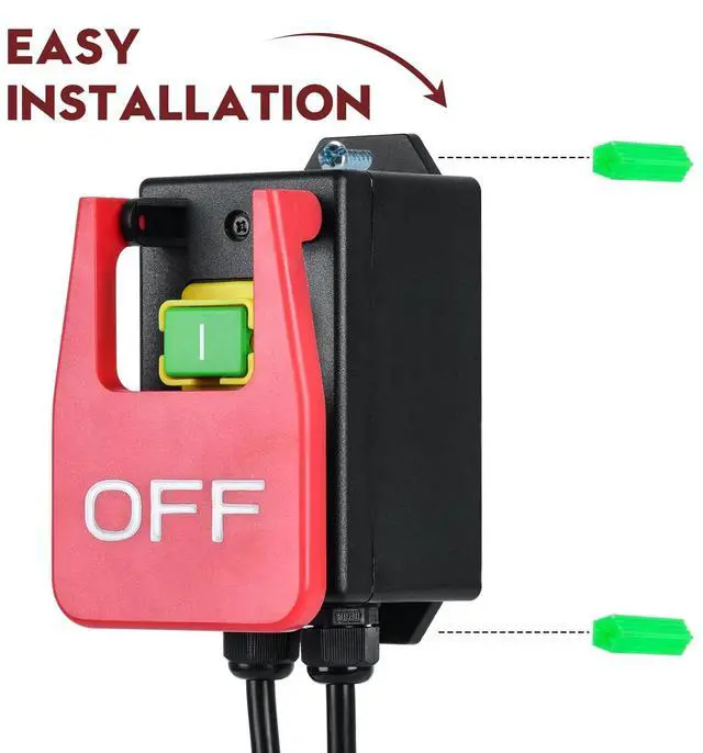 Alt view image 6 of 7 - 110V Single Phase On/Off Switch, Ortis Router Table Switch with Large Stop Sign Paddle Easy Contact for Quick Power Off for Table Saws and Other Electrical Equipment