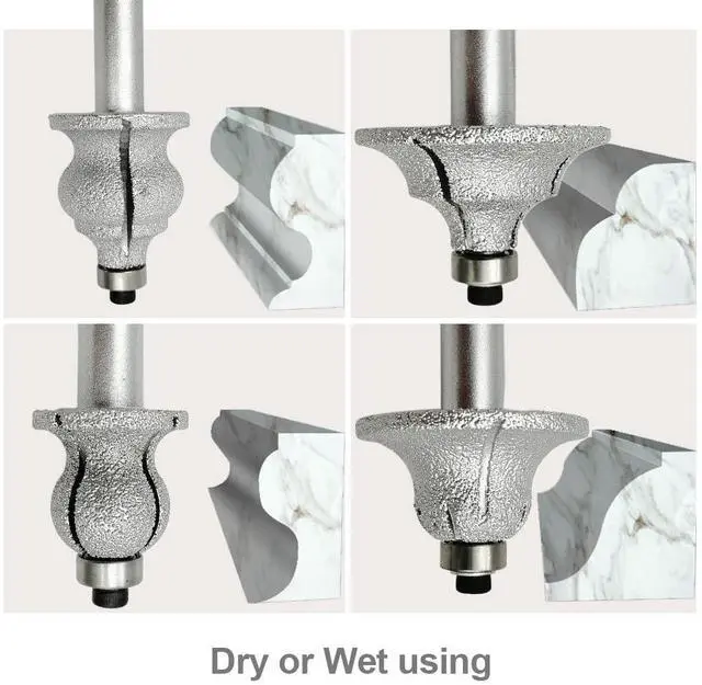 Alt view image 4 of 5 - 1/2 Inch Shank Round-Over Router Bits 10MM Radius Corner Rounding Edge-Forming Marble Granite Quartz Stone Grinding Bits