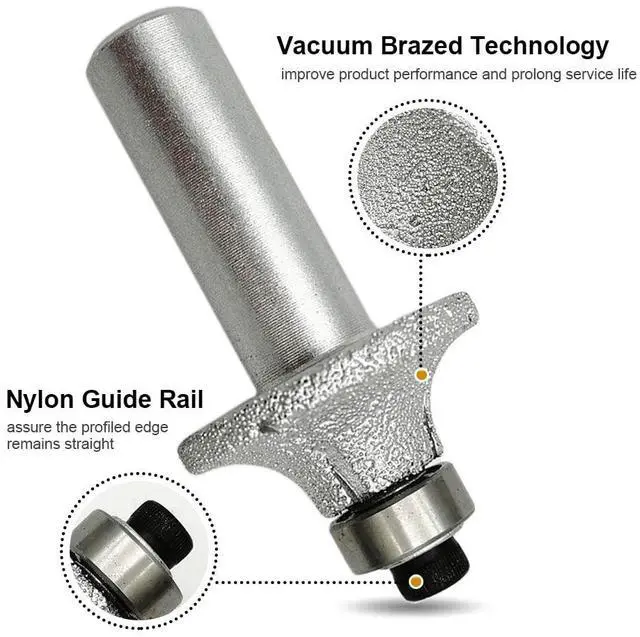 Alt view image 5 of 5 - 1/2 Inch Shank Round-Over Router Bits 10MM Radius Corner Rounding Edge-Forming Marble Granite Quartz Stone Grinding Bits
