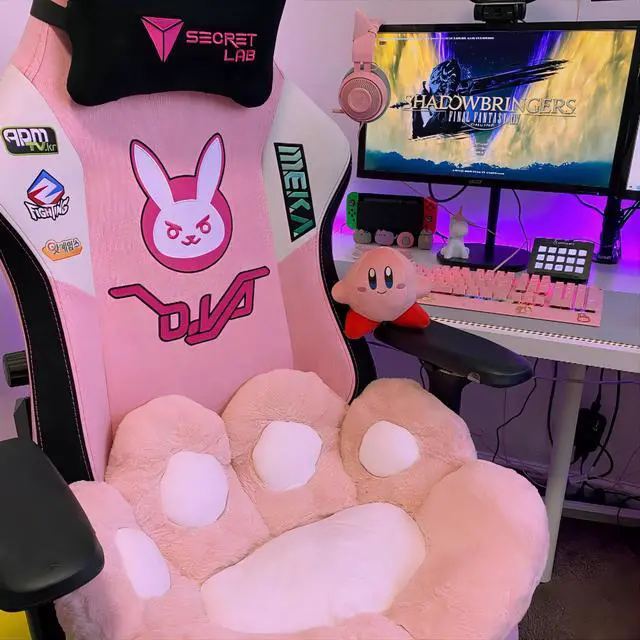 Alt view image 4 of 7 - Cat Paw Cushion Kawaii Chair Cushions 27.5 x 23.6 inch Cute Stuff Seat Pad Comfy Lazy Sofa Office Floor Pillow for Gaming Chairs Room Decor Pink