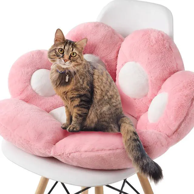 Alt view image 7 of 7 - Cat Paw Cushion Kawaii Chair Cushions 27.5 x 23.6 inch Cute Stuff Seat Pad Comfy Lazy Sofa Office Floor Pillow for Gaming Chairs Room Decor Pink
