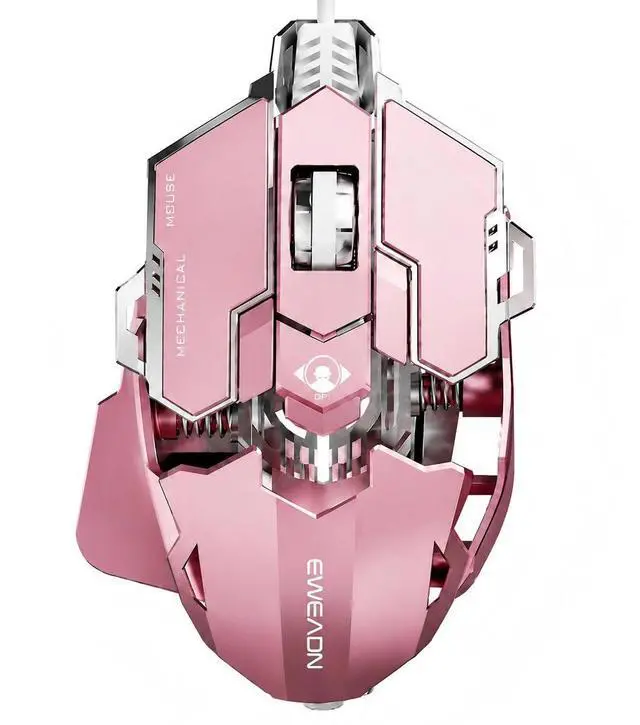 Main image of EWEADN G5 Wired Gaming Mouse with Adjustable Tail, 12800 DPI Programmable Computer Mouse with RGB Backlit, 9 Macro Buttons, Rapid Fire Key & Aluminum Base Ergonomic PC Mice for Laptop, PC-Pink