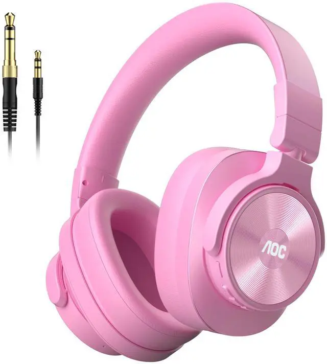 Main image of Bluetooth Over Ear Headphones, Wireless Studio Monitor & Mixing DJ Headphones with 72H Playtime, Hi-Res, Built-in Mic, 3.5mm/6.35mm Wired Audio Jack for Guitar AMP, Podcast, PC Gaming - Pink