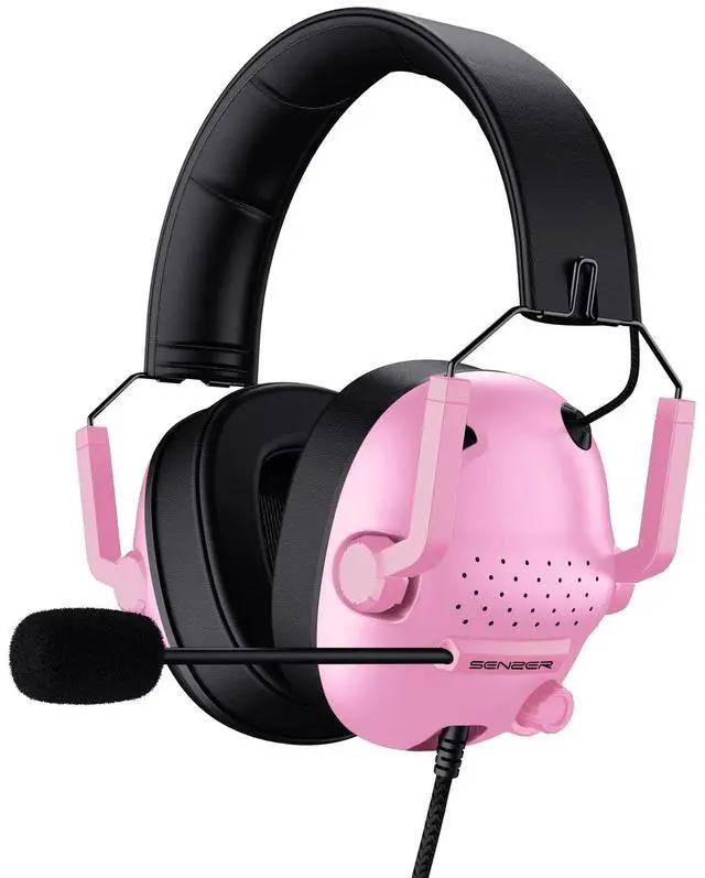 Main image of SG500 Surround Sound Pro Gaming Headset with Noise Cancelling Microphone - Soft Memory Foam Padding - Portable Foldable Headphones for PC, PS4, PS5, Xbox One, Switch - Pink