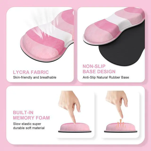 Alt view image 4 of 7 - Desk Mat Set, Pink Heart Mouse Pad and Keyboard Wrist Rest