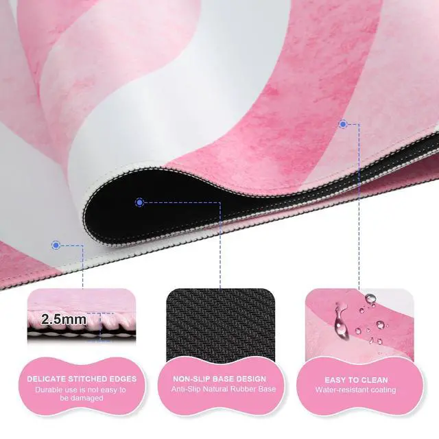 Alt view image 5 of 7 - Desk Mat Set, Pink Heart Mouse Pad and Keyboard Wrist Rest