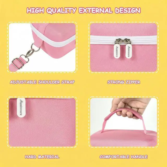 Alt view image 3 of 7 - Case Compatible with Nex Playground Active Play System, Video Game Console Storage Holder Bag with Custom Slots for Device, HDMI Power Cord, Remote Control and Accessories-Pink(Box Only)