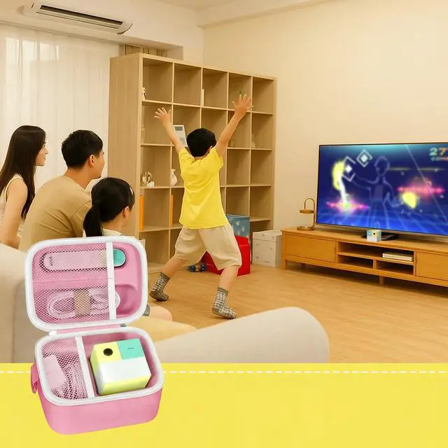 Alt view image 6 of 7 - Case Compatible with Nex Playground Active Play System, Video Game Console Storage Holder Bag with Custom Slots for Device, HDMI Power Cord, Remote Control and Accessories-Pink(Box Only)