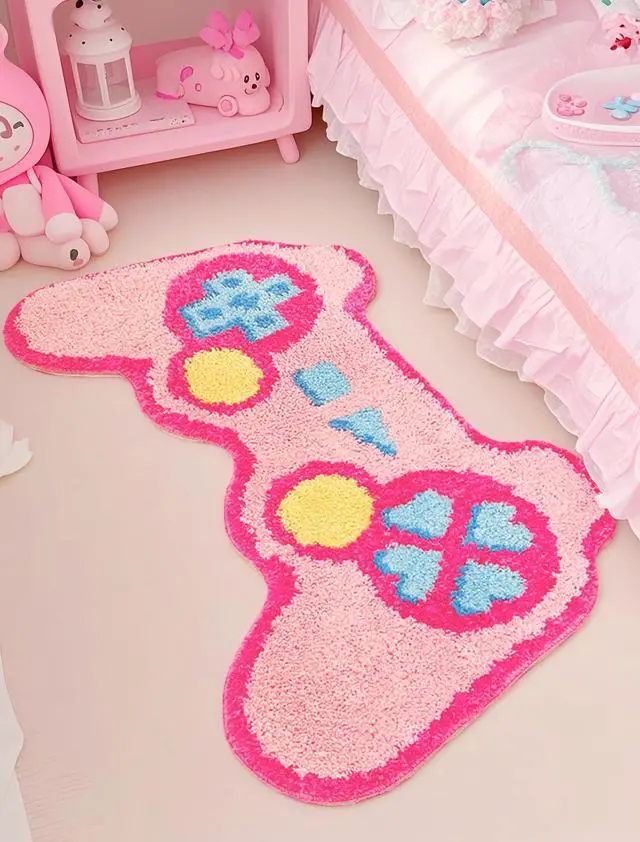 Alt view image 2 of 7 - Cute Pink Kawaii Gaming Gamer Rugs Carpet for Bedroom Aesthetic, Cutecore Gamer Girl Dorm Room Bedroom Decor Aesthetic for Teen Girls