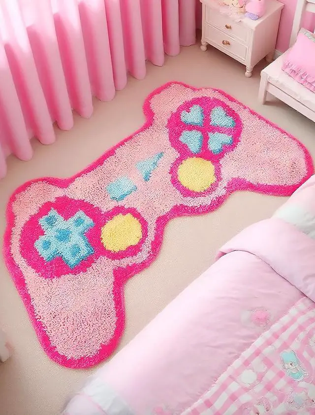 Main image of Cute Pink Kawaii Gaming Gamer Rugs Carpet for Bedroom Aesthetic, Cutecore Gamer Girl Dorm Room Bedroom Decor Aesthetic for Teen Girls