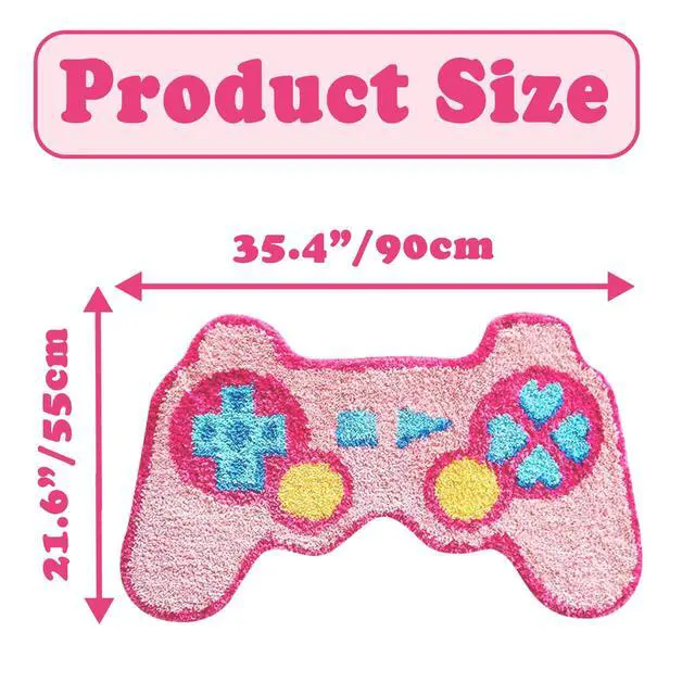 Alt view image 6 of 7 - Cute Pink Kawaii Gaming Gamer Rugs Carpet for Bedroom Aesthetic, Cutecore Gamer Girl Dorm Room Bedroom Decor Aesthetic for Teen Girls