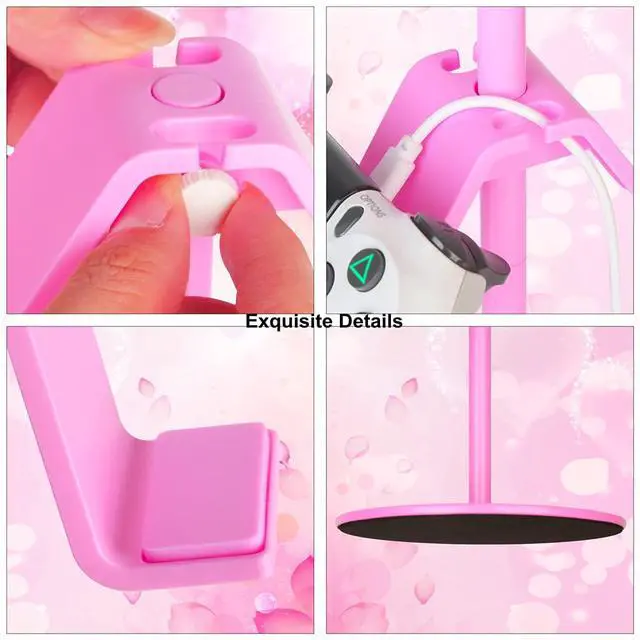 Alt view image 5 of 7 - Controller Holder Pink,Headphone Stand,3 Tier Multi Adjustable Game Controller Headset Hanger for All Universal Gaming PC Accessories, Xbox PS4 PS5 Nintendo Switch(Cute Pink)