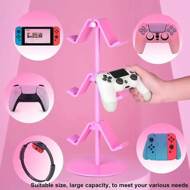 Alt view image 6 of 7 - Controller Holder Pink,Headphone Stand,3 Tier Multi Adjustable Game Controller Headset Hanger for All Universal Gaming PC Accessories, Xbox PS4 PS5 Nintendo Switch(Cute Pink)