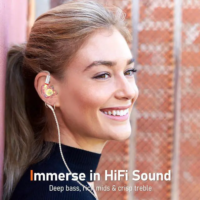 Alt view image 2 of 7 - Vibes 202M HiFi Wired Earbuds in-Ear Monitor Headphones with Mic