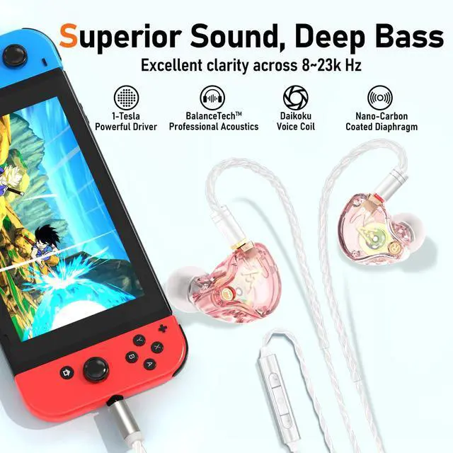 Alt view image 3 of 7 - Vibes 202M HiFi Wired Earbuds in-Ear Monitor Headphones with Mic