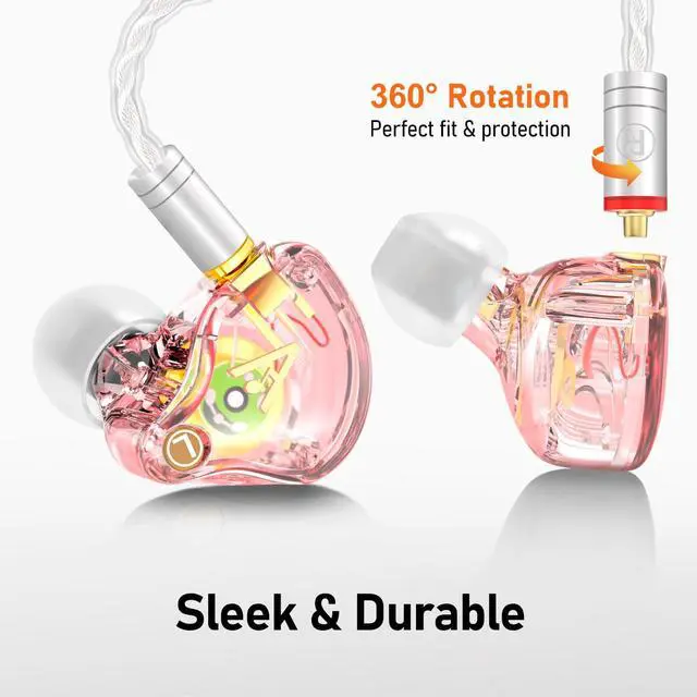 Alt view image 5 of 7 - Vibes 202M HiFi Wired Earbuds in-Ear Monitor Headphones with Mic