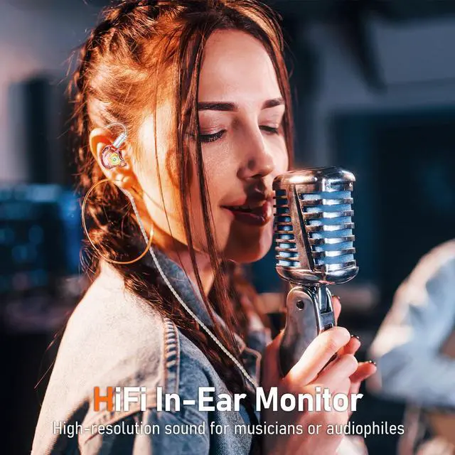 Alt view image 7 of 7 - Vibes 202M HiFi Wired Earbuds in-Ear Monitor Headphones with Mic
