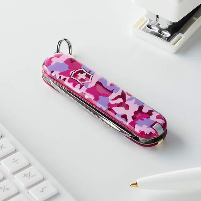 Alt view image 3 of 4 - Classic SD Swiss Army Knife, 7 Functions, Pink Camouflage