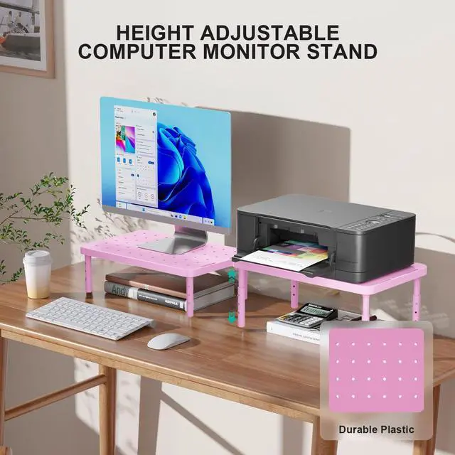 Alt view image 2 of 7 - Computer Monitor Stand for Desk, Adjustable Laptop Riser, up to 44 lbs