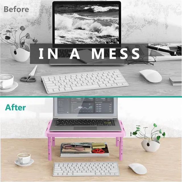 Alt view image 7 of 7 - Computer Monitor Stand for Desk, Adjustable Laptop Riser, up to 44 lbs