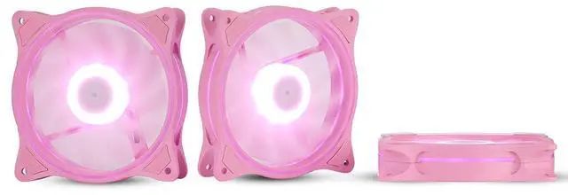 Main image of 120mm Pink LED Quiet 12V PC Computer Gaming Cooling Fan with Triple-Light Loop for PC/CPU/Case Cooling (3-Pack)