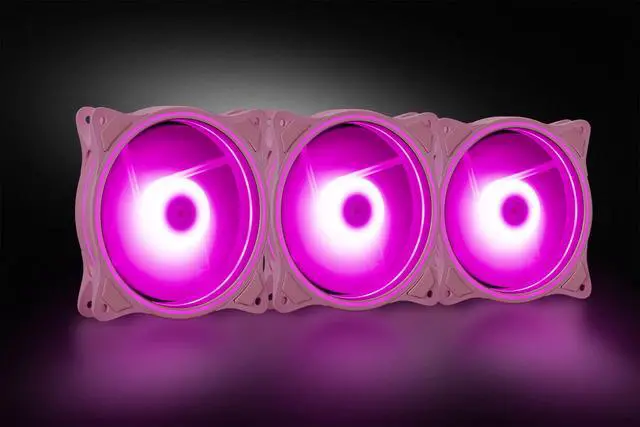 Alt view image 7 of 7 - 120mm Pink LED Quiet 12V PC Computer Gaming Cooling Fan with Triple-Light Loop for PC/CPU/Case Cooling (3-Pack)