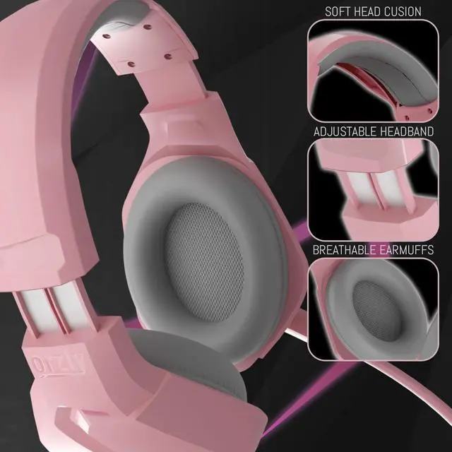 Alt view image 4 of 7 - Gaming Headset (Pink) for PC and Gaming Consoles PS5, PS4, Xbox Series X | S, Xbox ONE, Nintendo Switch & Google Stadia Stereo Sound with Noise Cancelling mic - Hornet RXH-20 Nakuru Edition