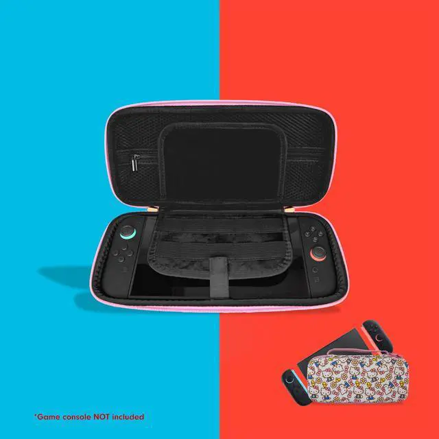 Alt view image 5 of 7 - x Sanrio Carrying Case for Nintendo Switch 2, Switch 1, Lite, OLED, Protective Travel Case with Game Cartridge Storage | Hello Kitty Pink Bows