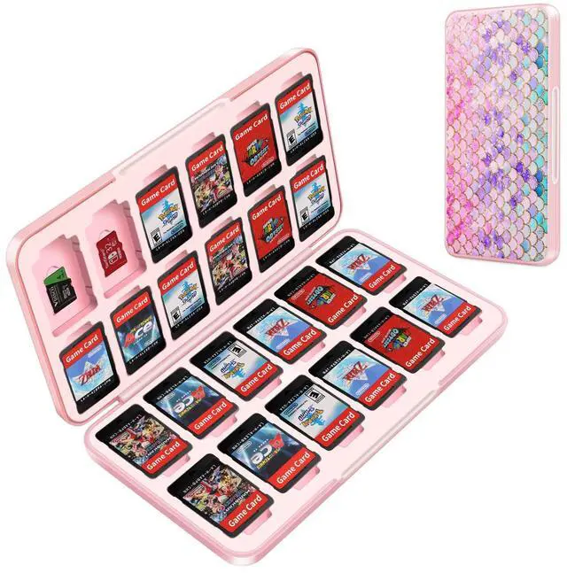 Main image of Cute Switch Case Holder Compatible with Nintendo Switch&Switch OLED, Pink Storage for 24 Game Cartridges and 24 Micro SD Cards