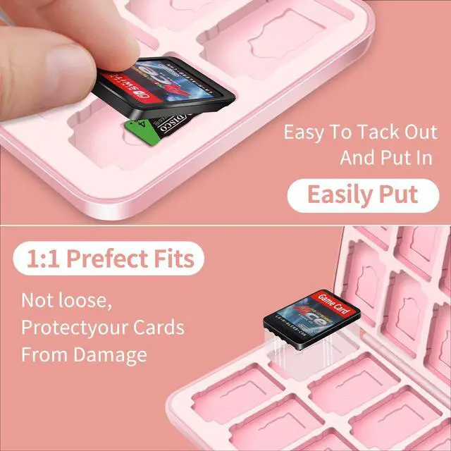 Alt view image 4 of 7 - Cute Switch Case Holder Compatible with Nintendo Switch&Switch OLED, Pink Storage for 24 Game Cartridges and 24 Micro SD Cards