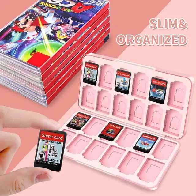Alt view image 6 of 7 - Cute Switch Case Holder Compatible with Nintendo Switch&Switch OLED, Pink Storage for 24 Game Cartridges and 24 Micro SD Cards