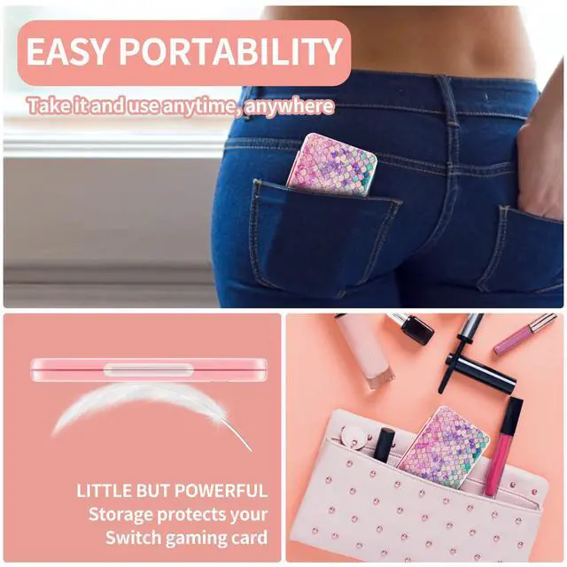 Alt view image 7 of 7 - Cute Switch Case Holder Compatible with Nintendo Switch&Switch OLED, Pink Storage for 24 Game Cartridges and 24 Micro SD Cards