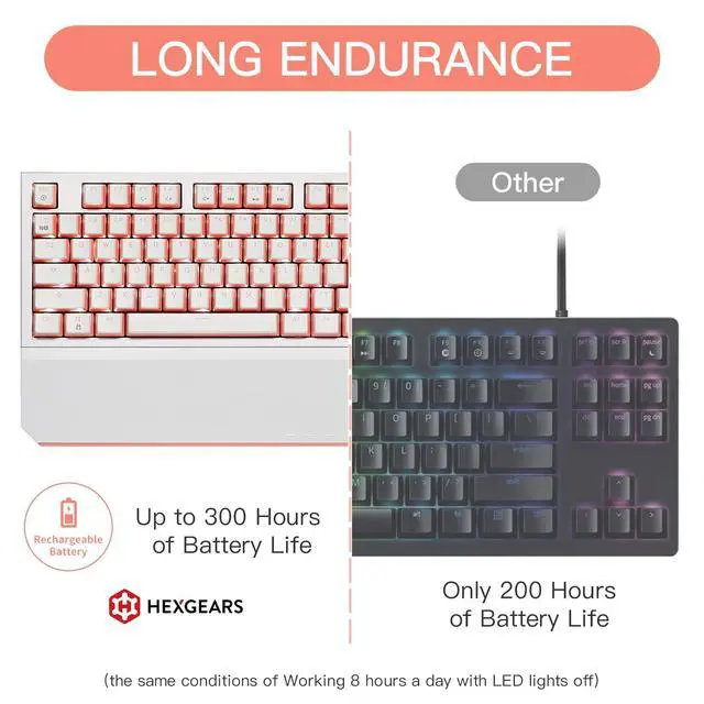 Alt view image 5 of 7 - X5 Wireless Mechanical Keyboard, Dual-Mode 2.4G/USB-C Ergonomic Full Size 108 Keys Keyboard, Kailh Box 3.0 Linear Switch, N-Key Rollover, Backlit Gaming Keyboards with Wrist Rest (Pink)
