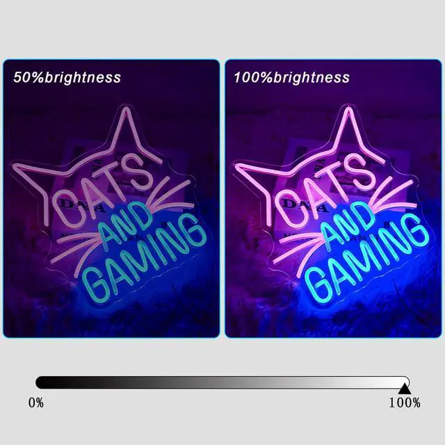 Alt view image 4 of 7 - Cats Gaming Neon Sign Gamer Neon Light Sign Cat LED Light Sign Pink Blue Gaming Cat Neon Sign for Gaming Video Room Gamer Decor Gamer Teen Birthday