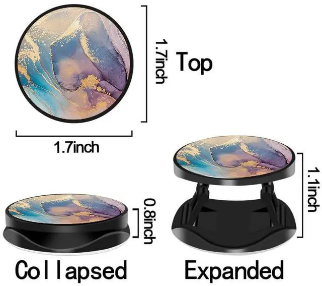 Alt view image 7 of 7 - 4 Pack Phone Grip,Cell Phone Holder for Smartphone,Finger Expanding Kickstand Stand - Rose Gold Marble Pink Purple Black